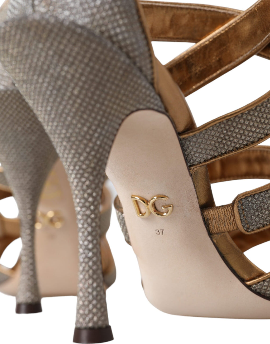 Sandales à talons hauts avec bracelet en cristal bronze