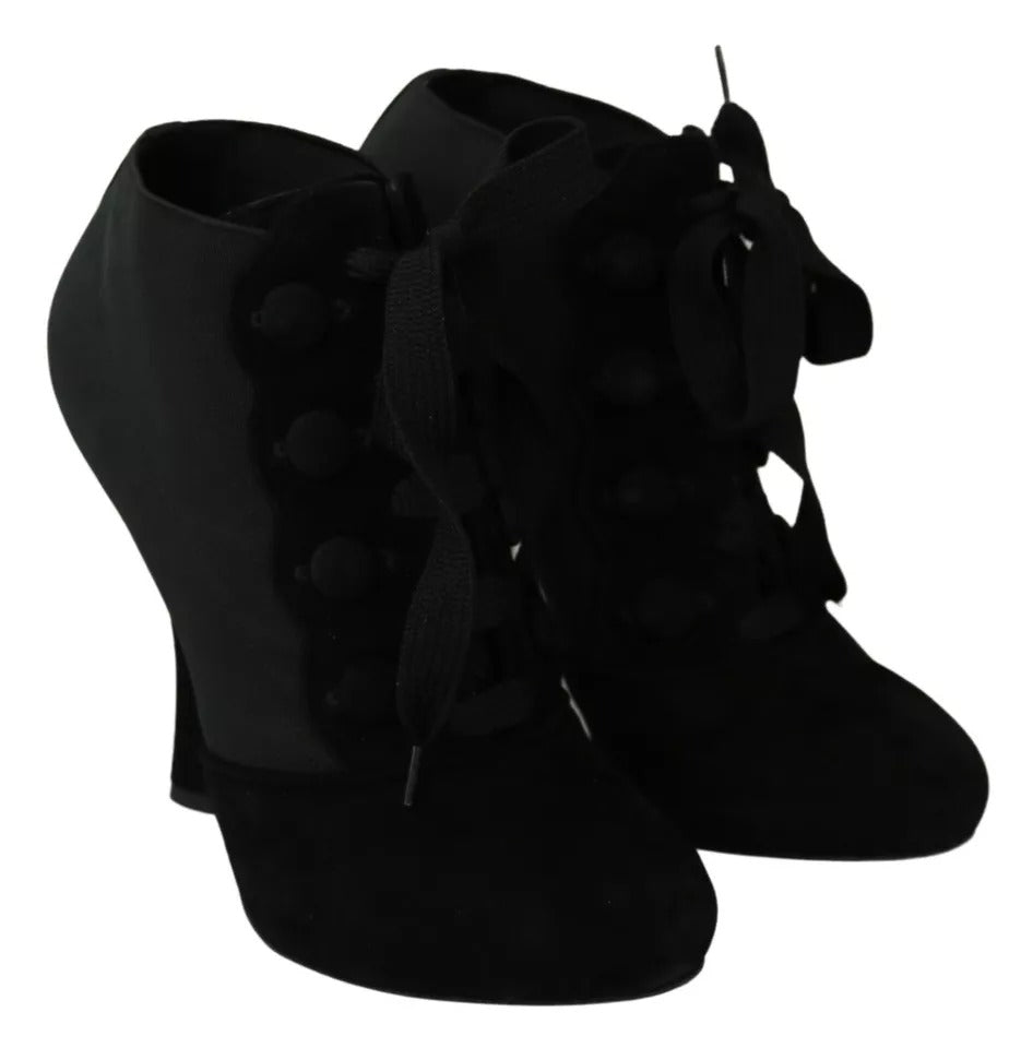 Bottes de cheville en daim noir extensible, chaussures type botte.