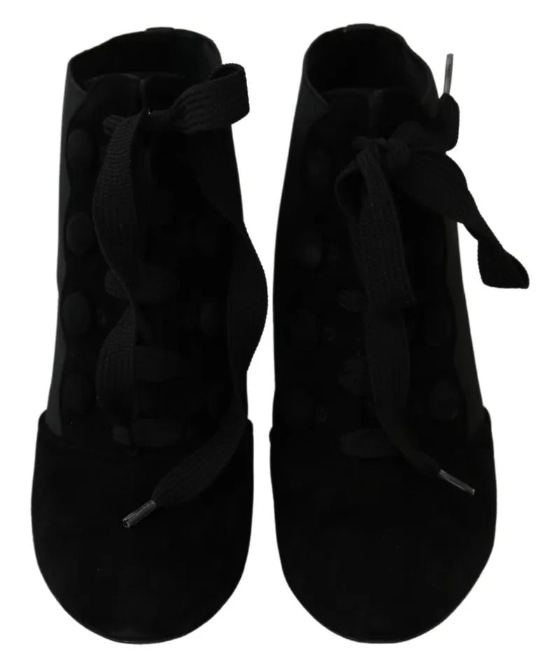 Bottes de cheville en daim noir extensible, chaussures type botte.