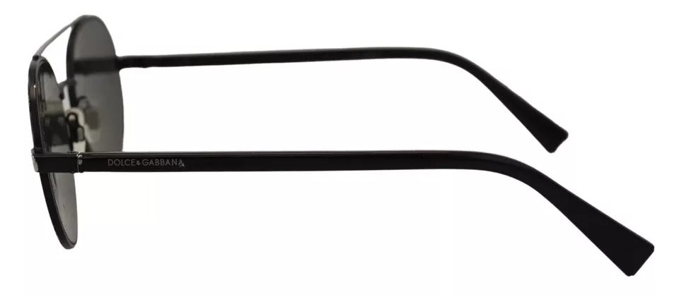 Lunettes de soleil DG2245 avec monture en acier noir mat et verres verts.