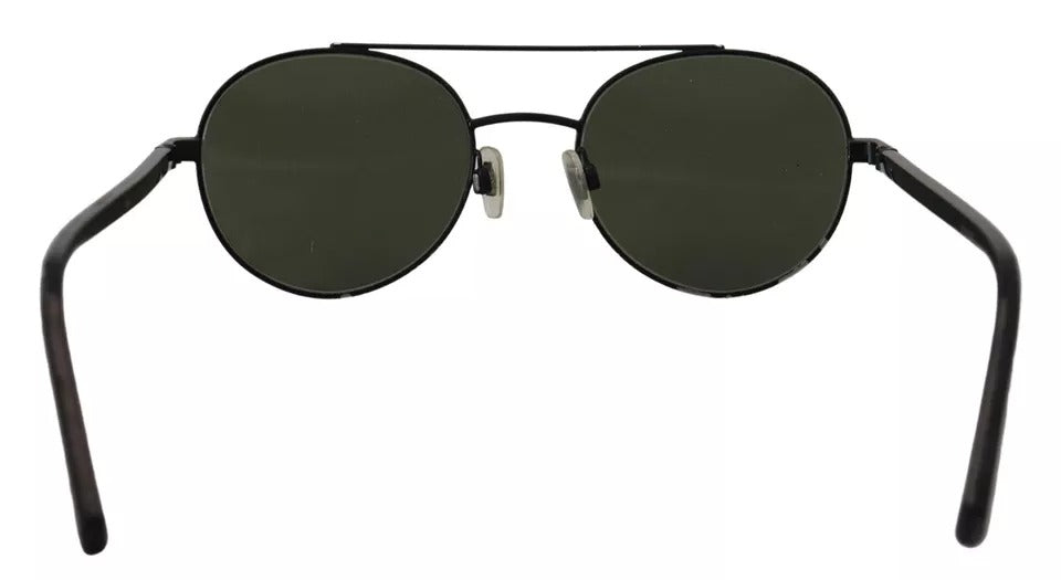Lunettes de soleil DG2245 avec monture en acier noir mat et verres verts.