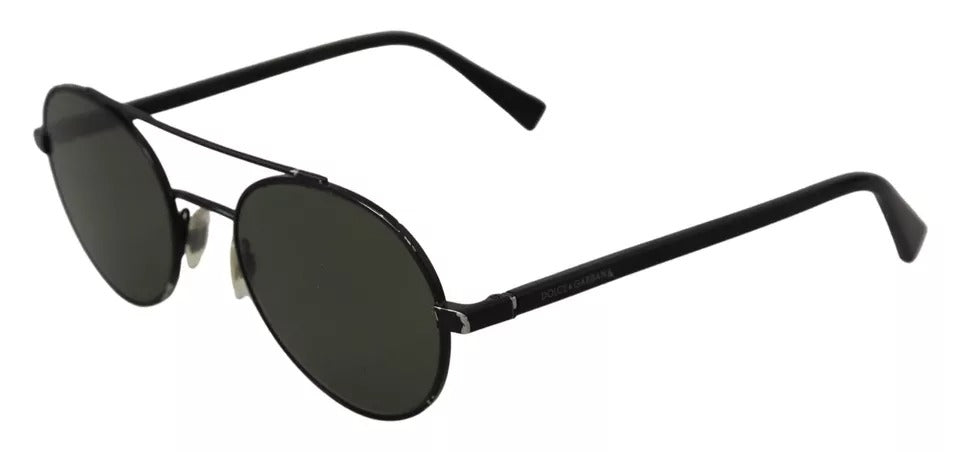 Lunettes de soleil DG2245 avec monture en acier noir mat et verres verts.