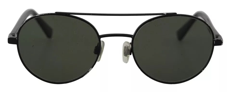 Lunettes de soleil DG2245 avec monture en acier noir mat et verres verts.