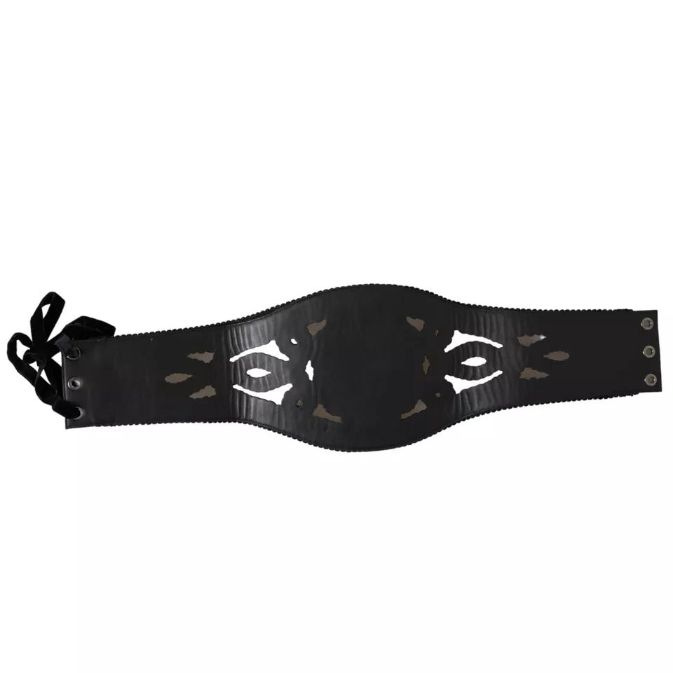 Ceinture pour femme en toile noire décorée
