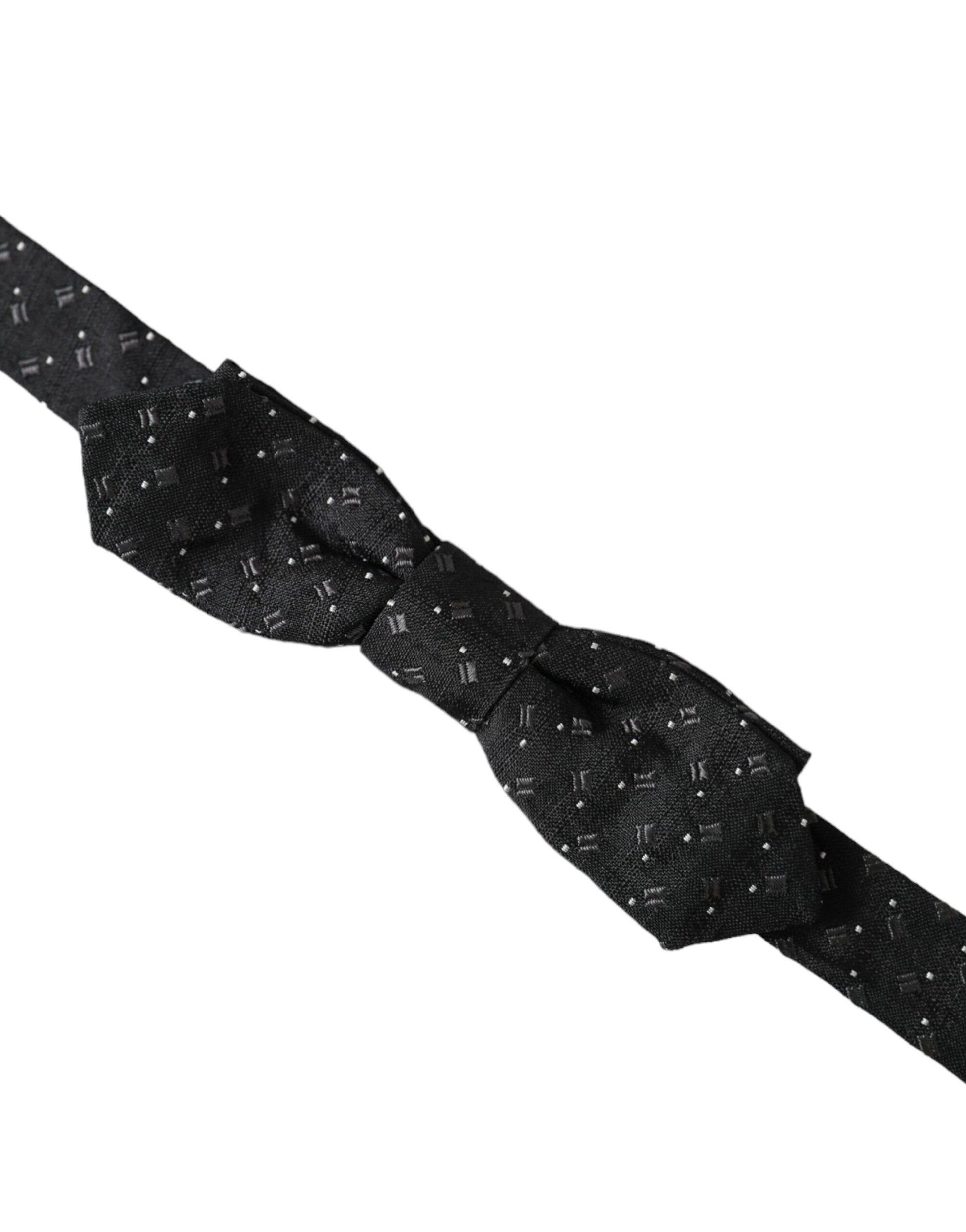 Papillon nœud papillon homme en soie noire à motifs, taille réglable.