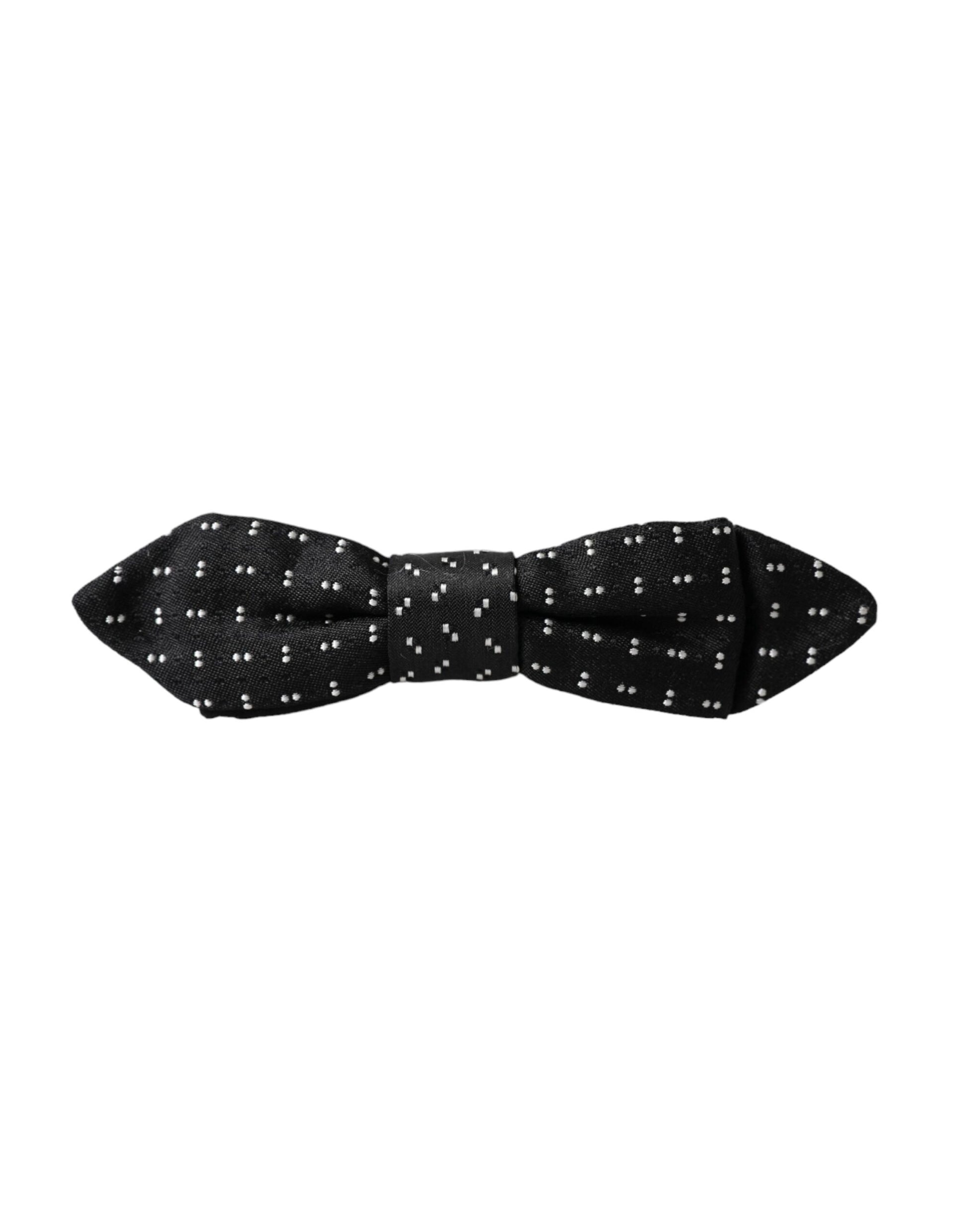 Papillon nœud papillon homme en soie noire à motifs, taille réglable.