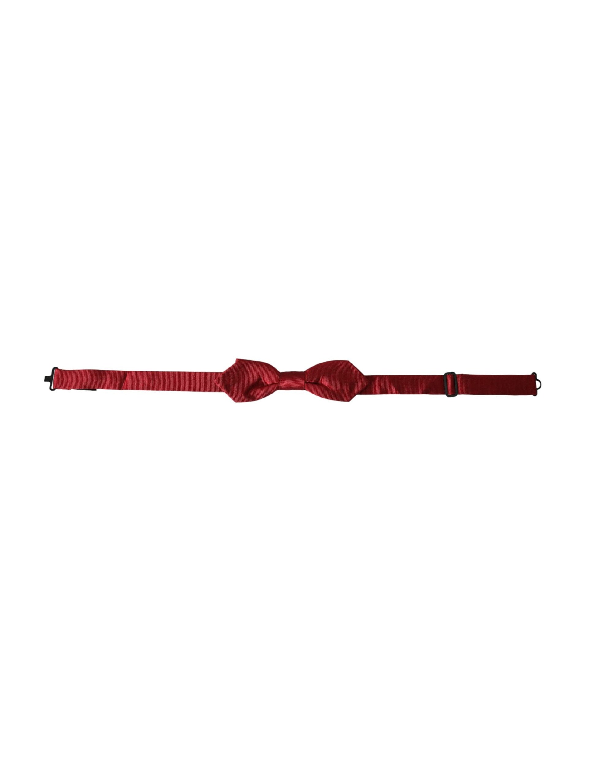 Cravate papillon pour homme en jacquard de soie rouge, taille réglable.