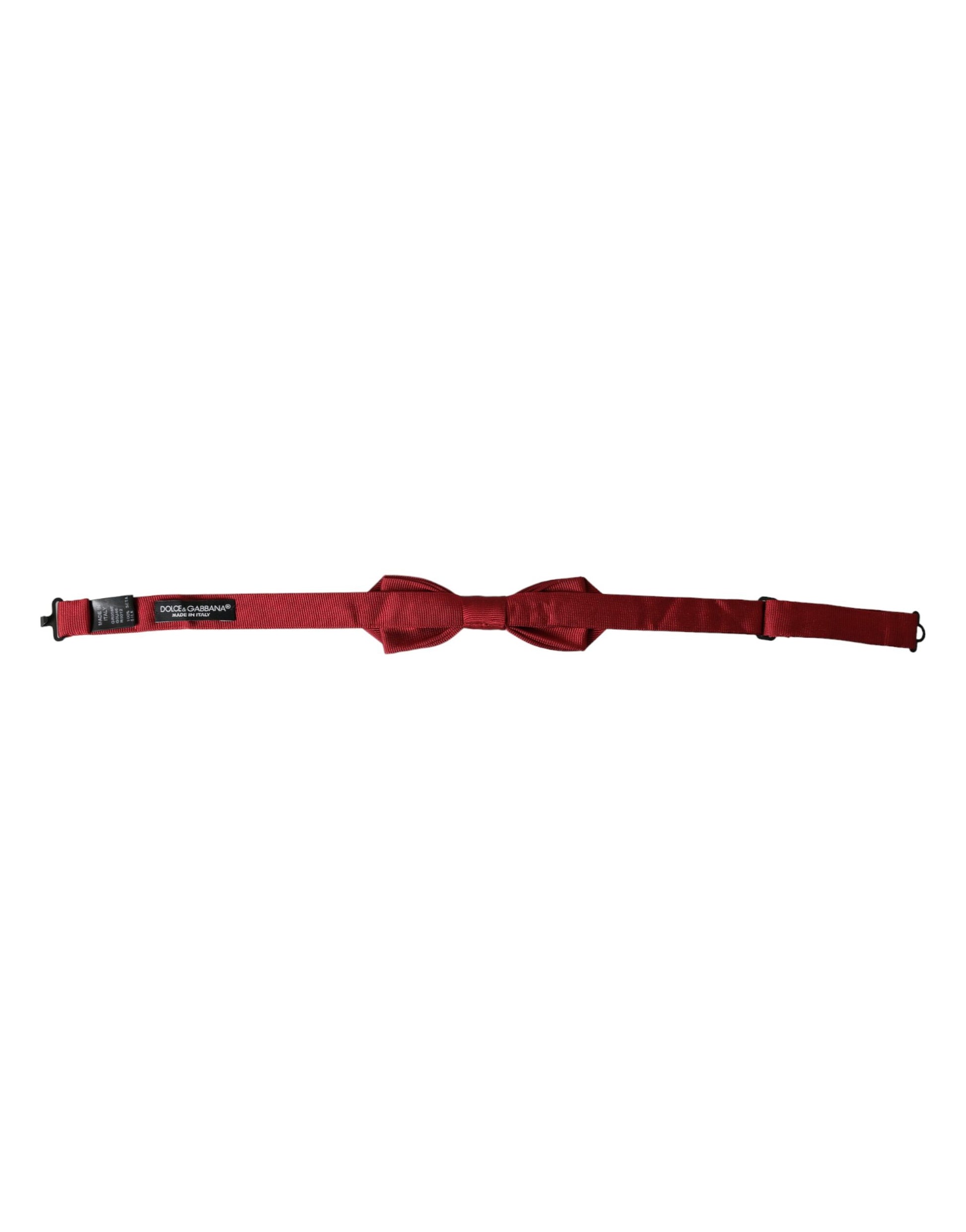 Cravate papillon pour homme en jacquard de soie rouge, taille réglable.