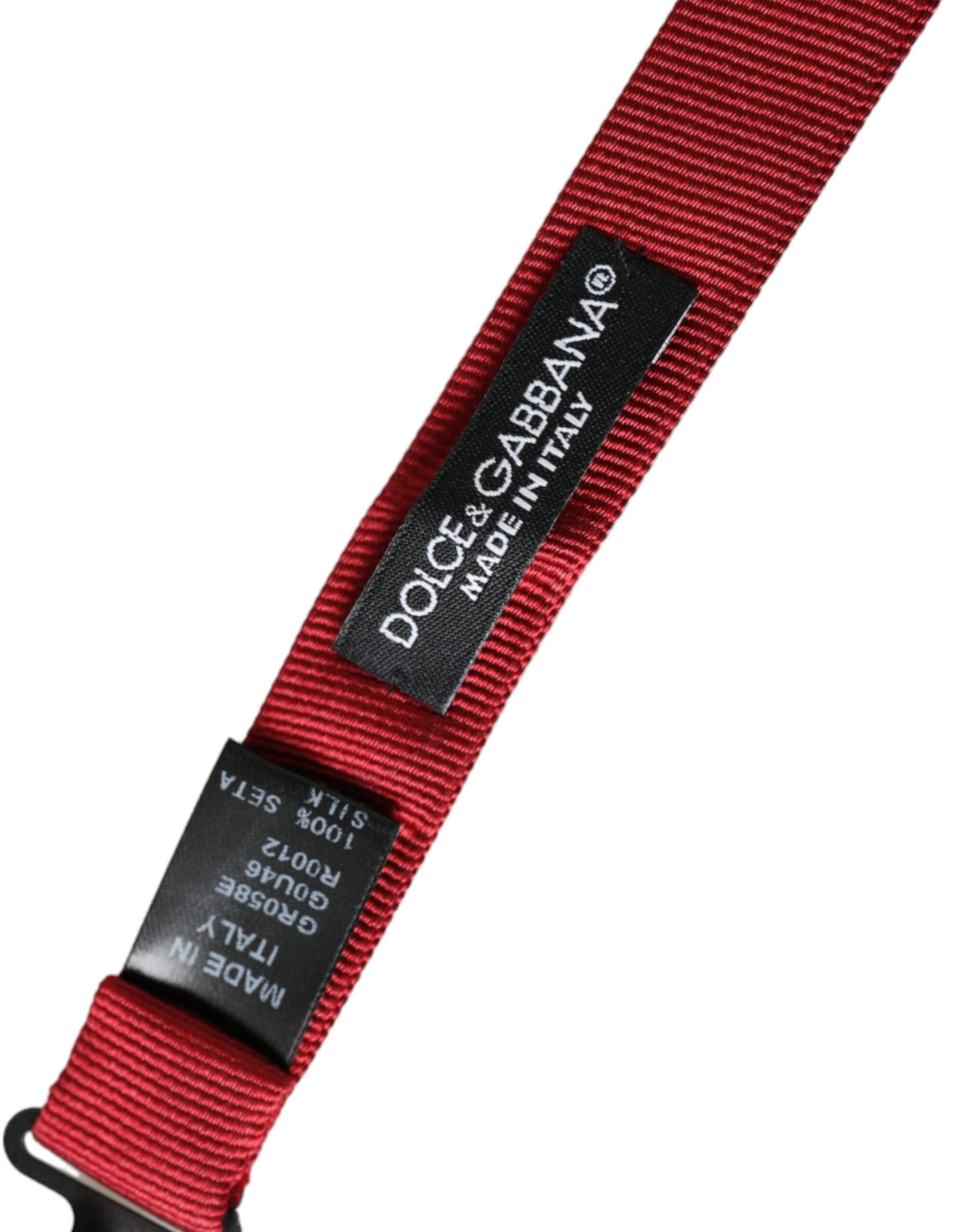 Cravate papillon pour homme en jacquard de soie rouge, taille réglable.