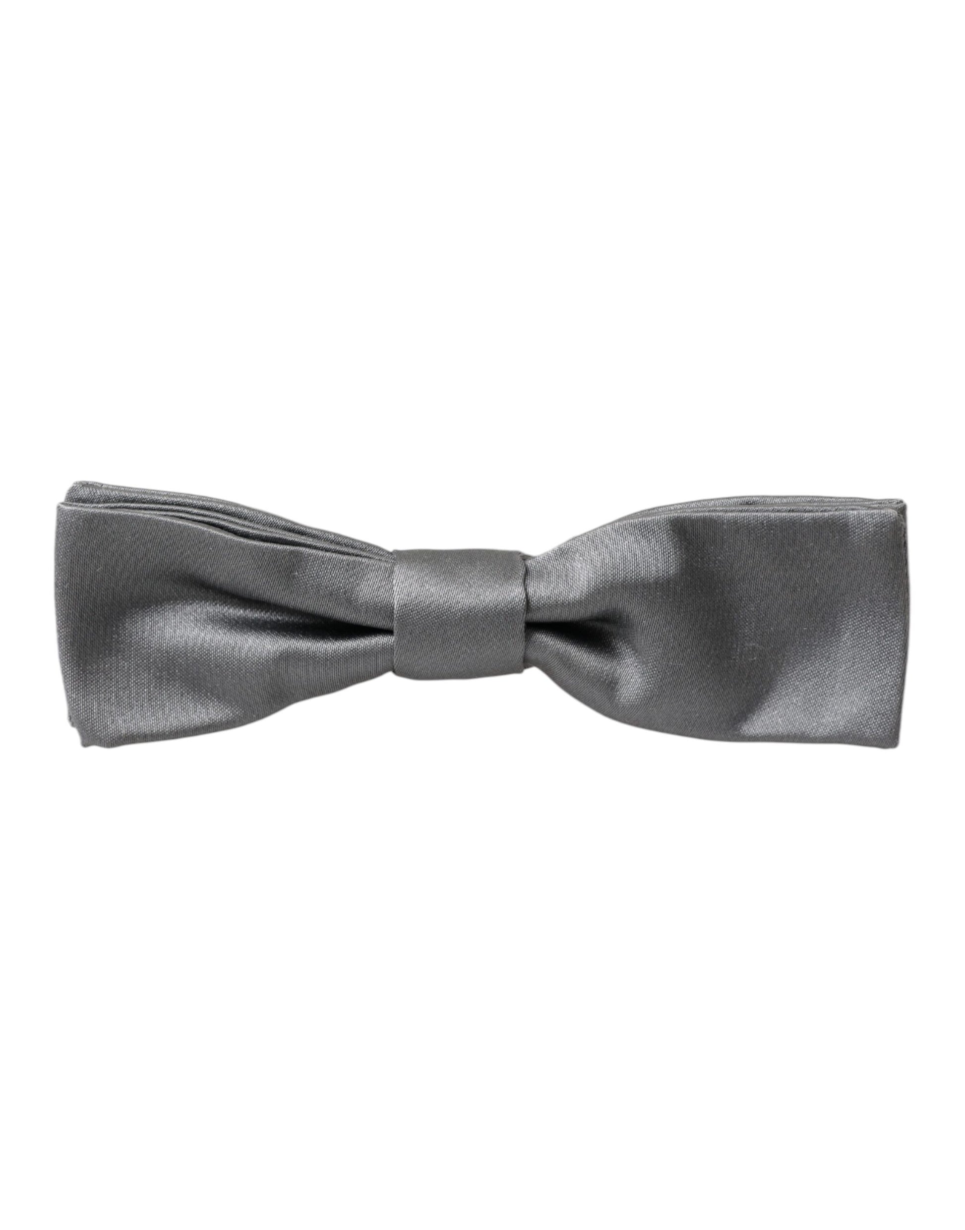 Papillon nœud papillon homme en soie satinée grise, taille réglable.