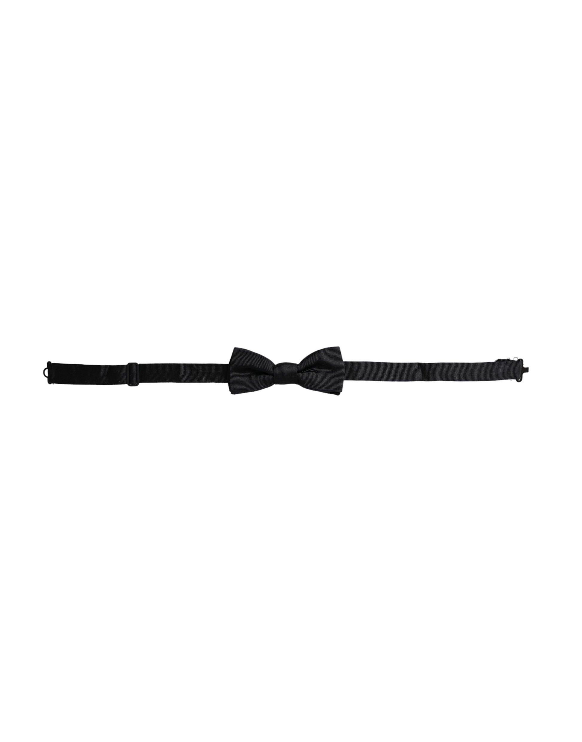Papillon en soie noire réglable pour homme