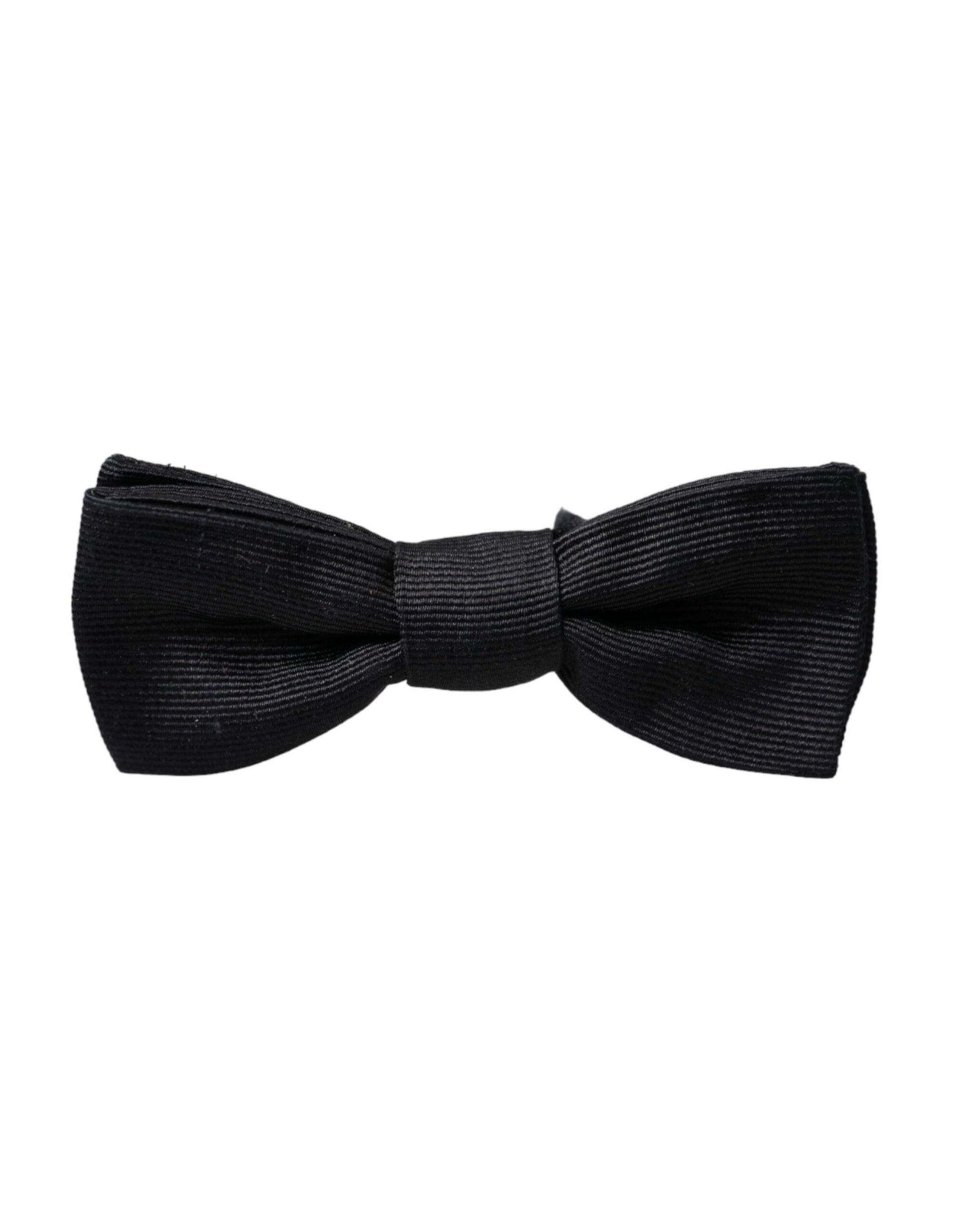 Papillon en soie noire réglable pour homme