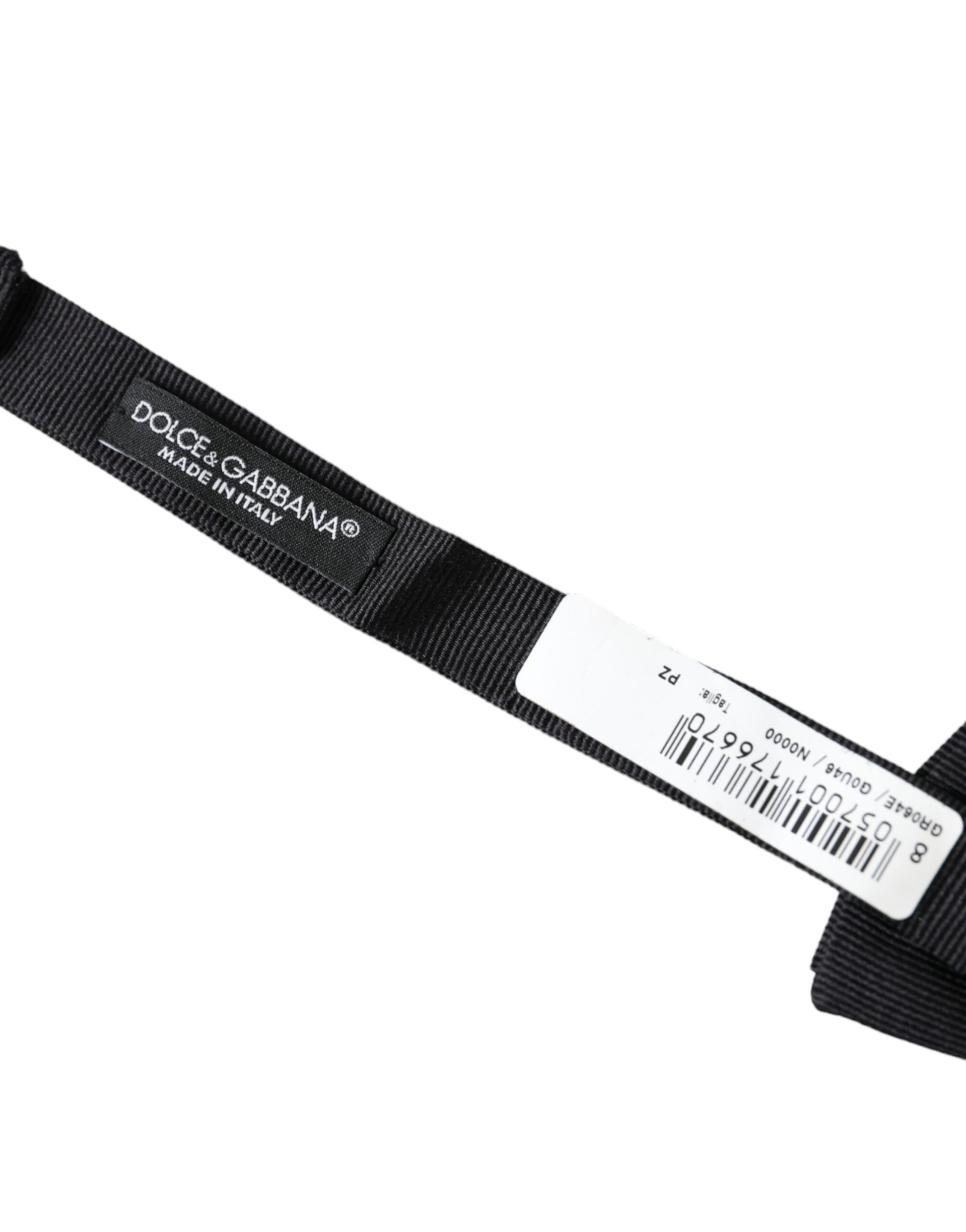 Papillon en soie noire réglable pour homme
