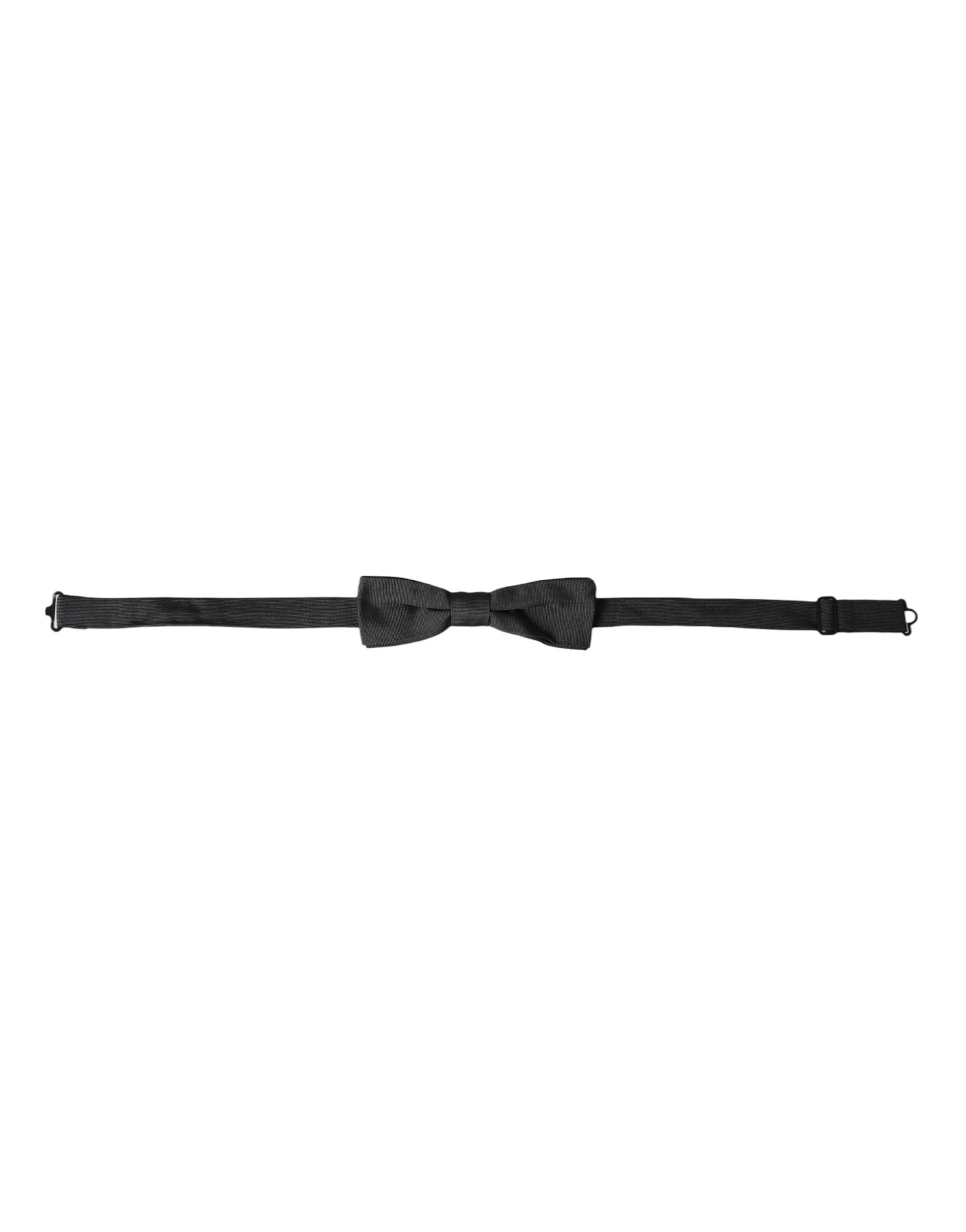Papillon en soie noire réglable pour homme