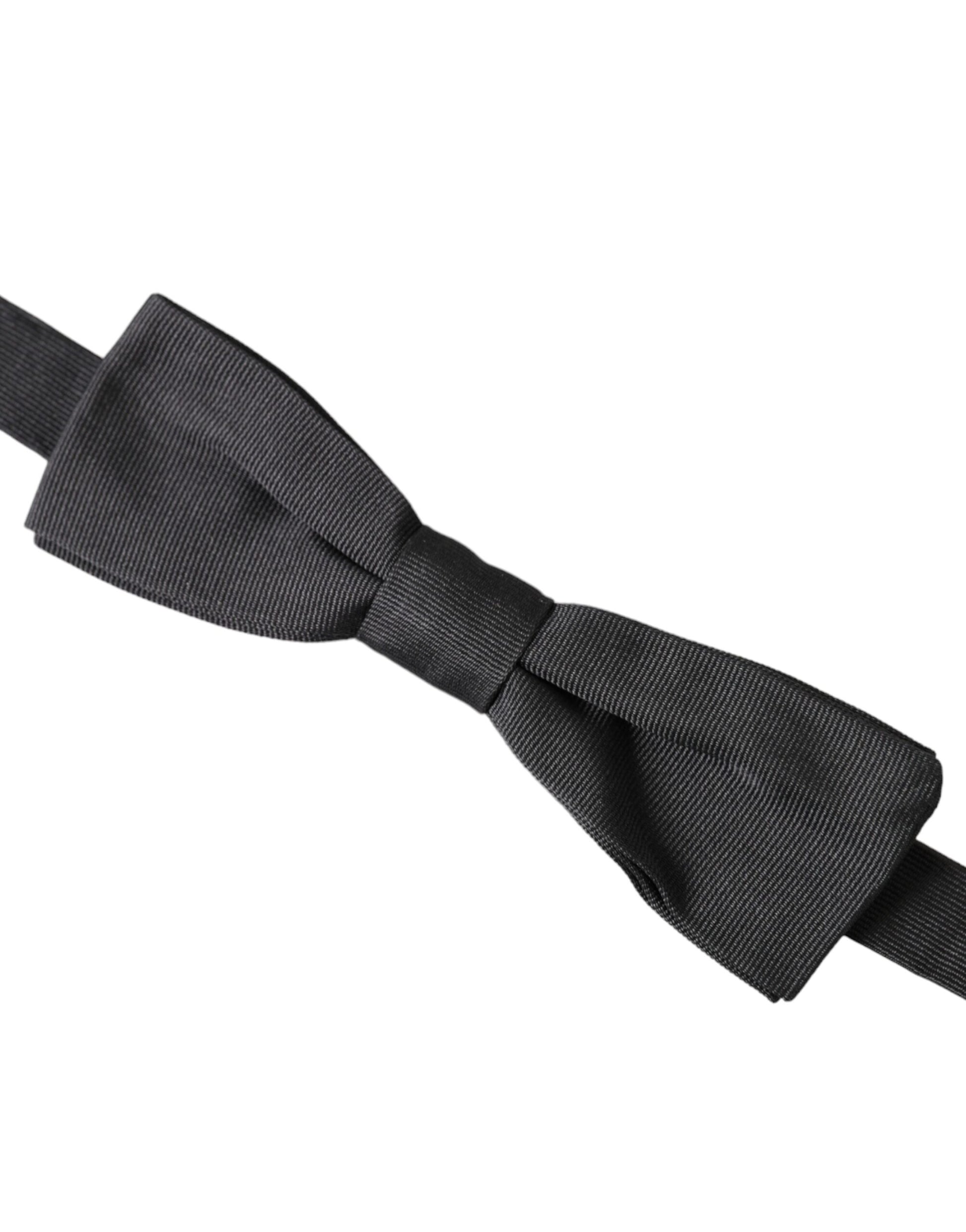 Papillon en soie noire réglable pour homme