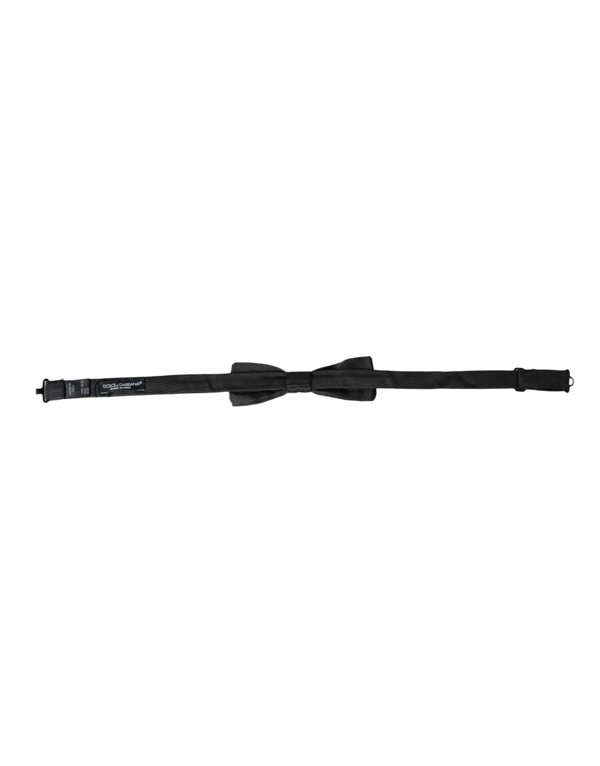 Papillon en soie noire réglable pour homme