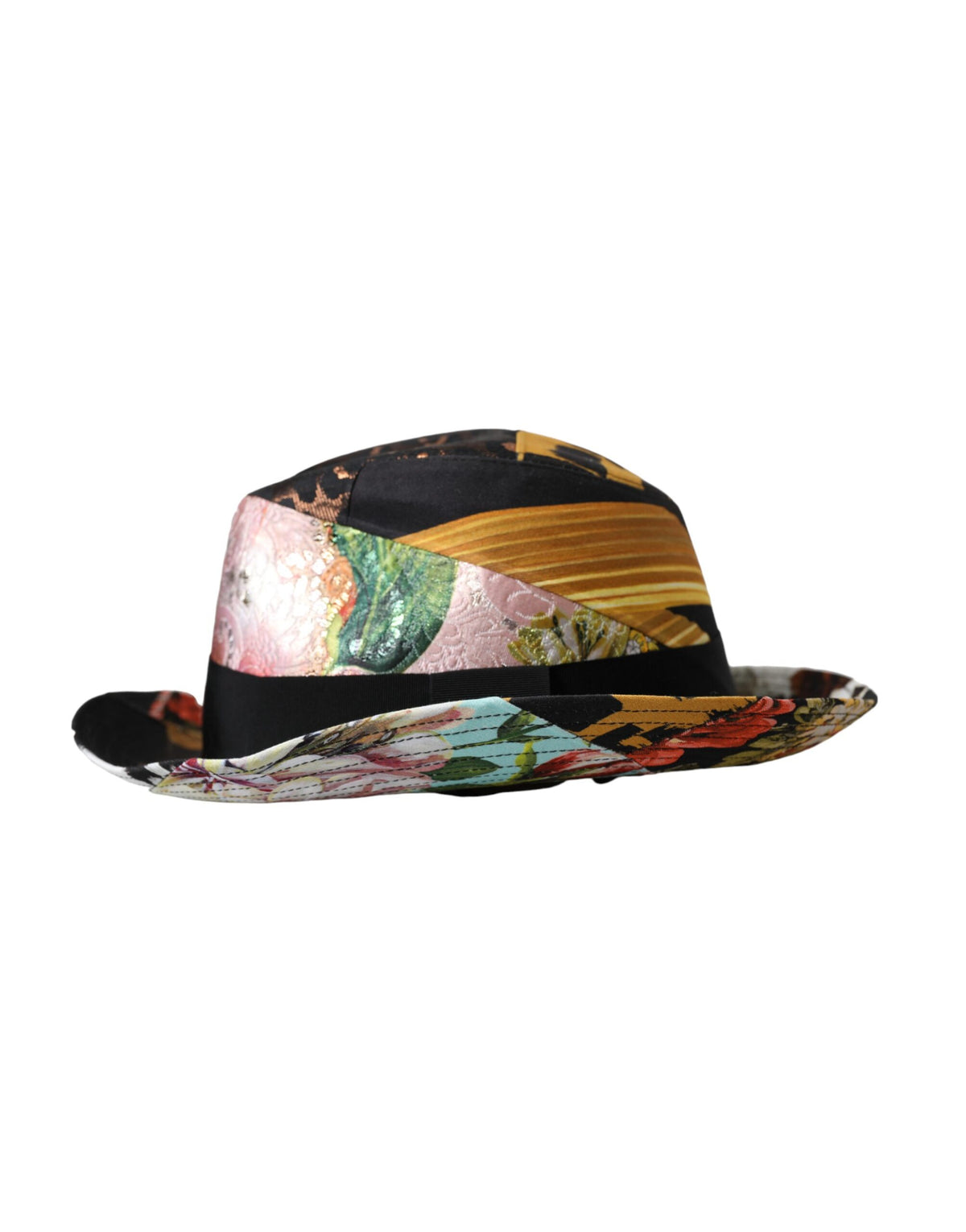 Chapeau fedora à large bord pour femme, multicolore et patchwork