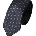 Cravate en soie à pois bleu et noir, réglable, pour homme