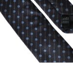Cravate en soie à pois bleu et noir, réglable, pour homme