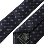 Cravate en soie à pois bleu et noir, réglable, pour homme