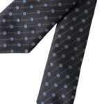 Cravate en soie à pois bleu et noir, réglable, pour homme