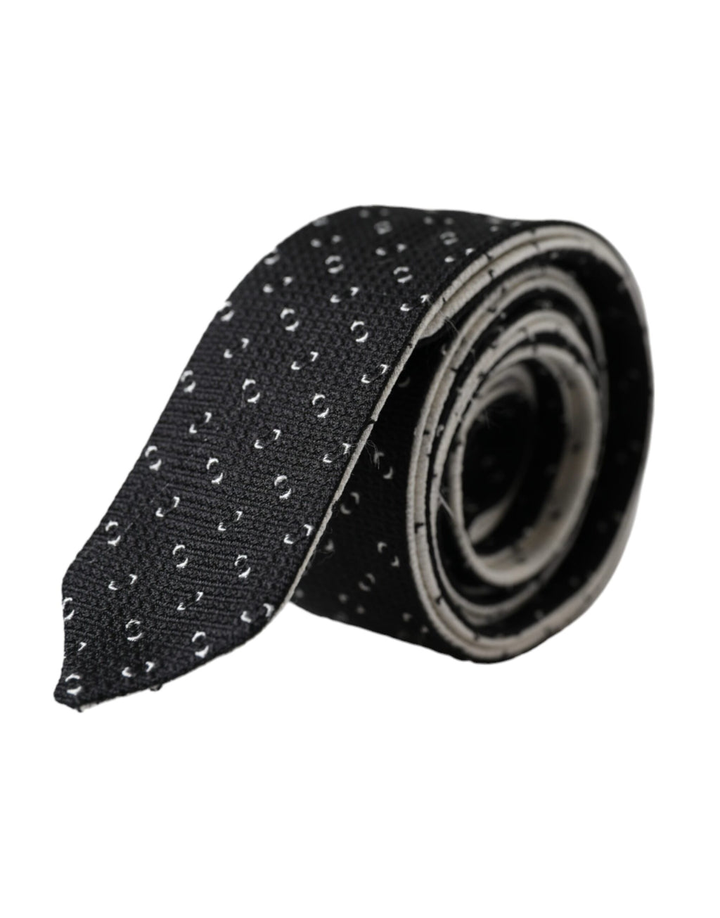 Cravate noire et blanche à motifs, taille réglable