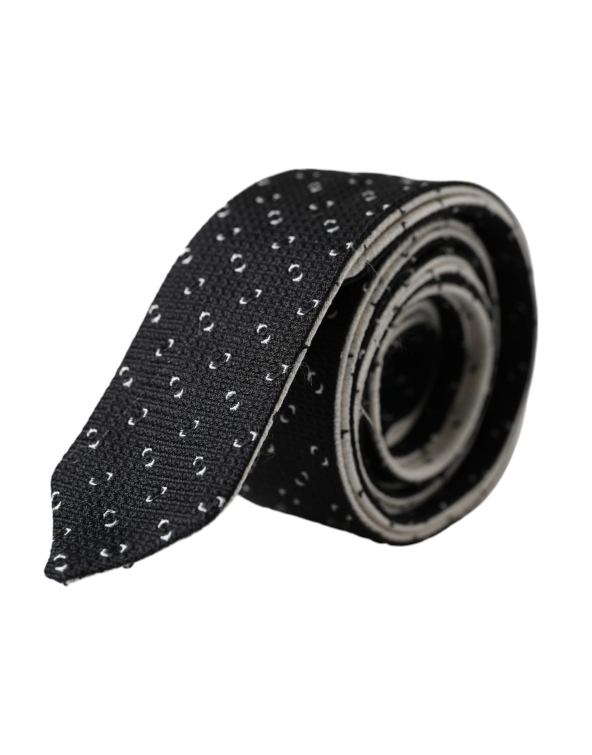 Cravate noire et blanche à motifs, taille réglable
