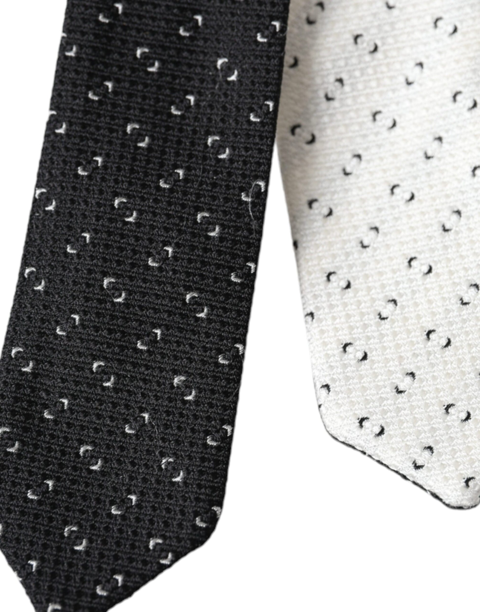 Cravate noire et blanche à motifs, taille réglable