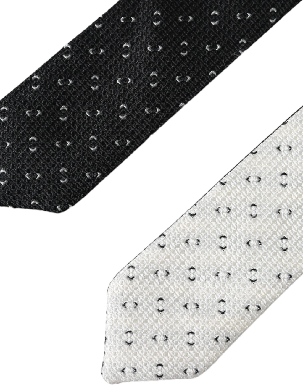 Cravate noire et blanche à motifs, taille réglable