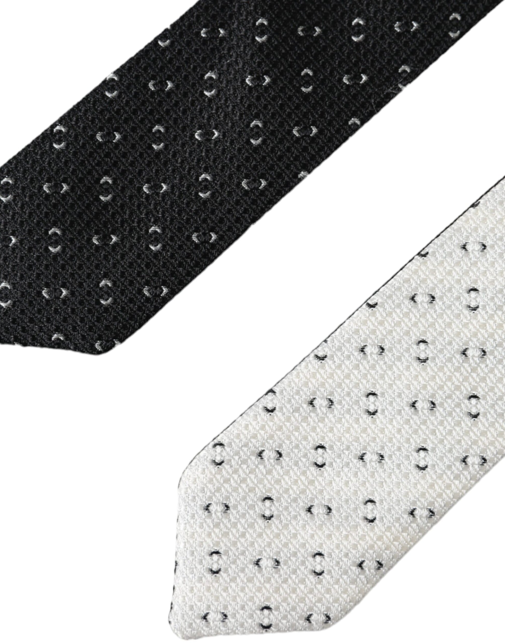 Cravate noire et blanche à motifs, taille réglable
