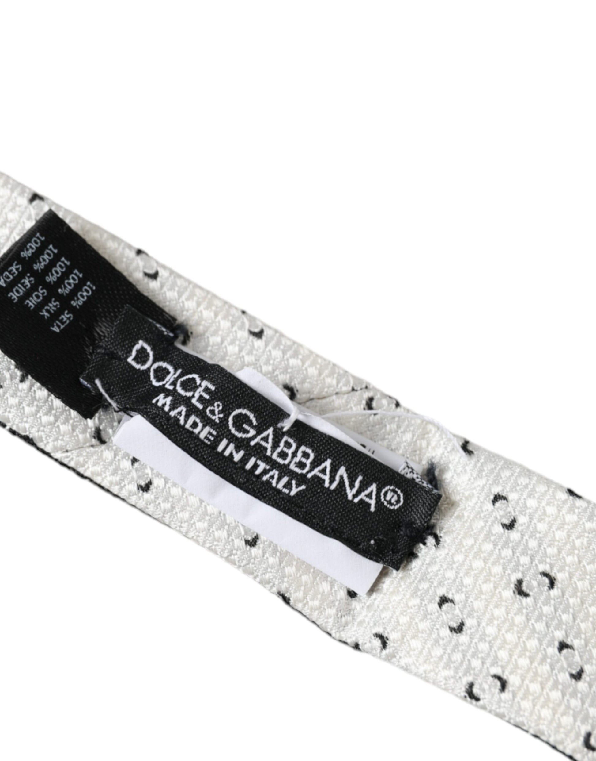 Cravate noire et blanche à motifs, taille réglable