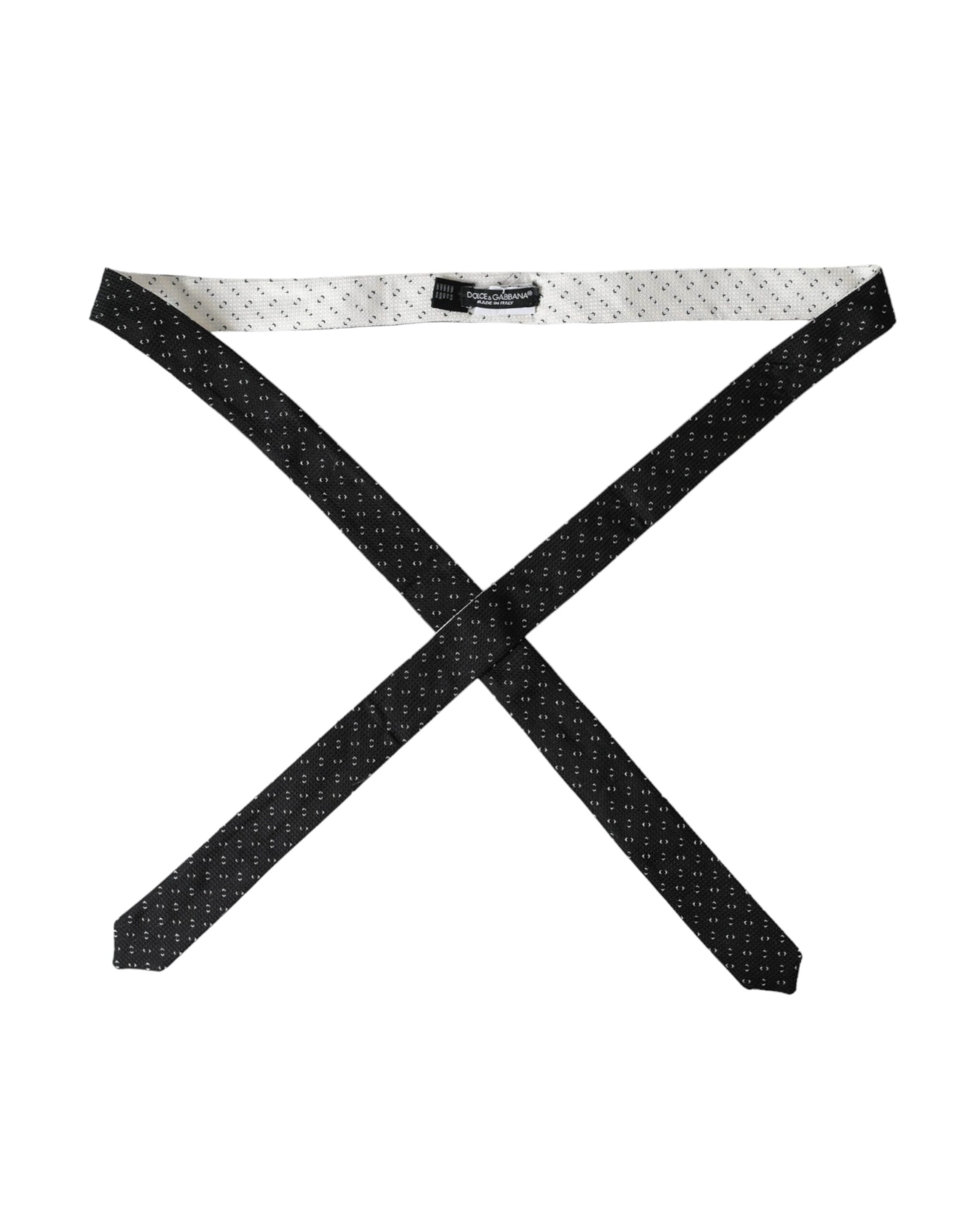 Cravate noire et blanche à motifs, taille réglable