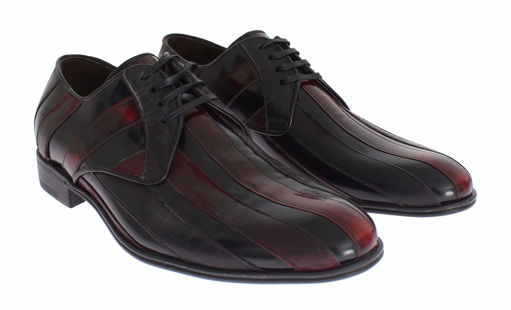 Chaussures habillées formelles en cuir noir Bordeaux