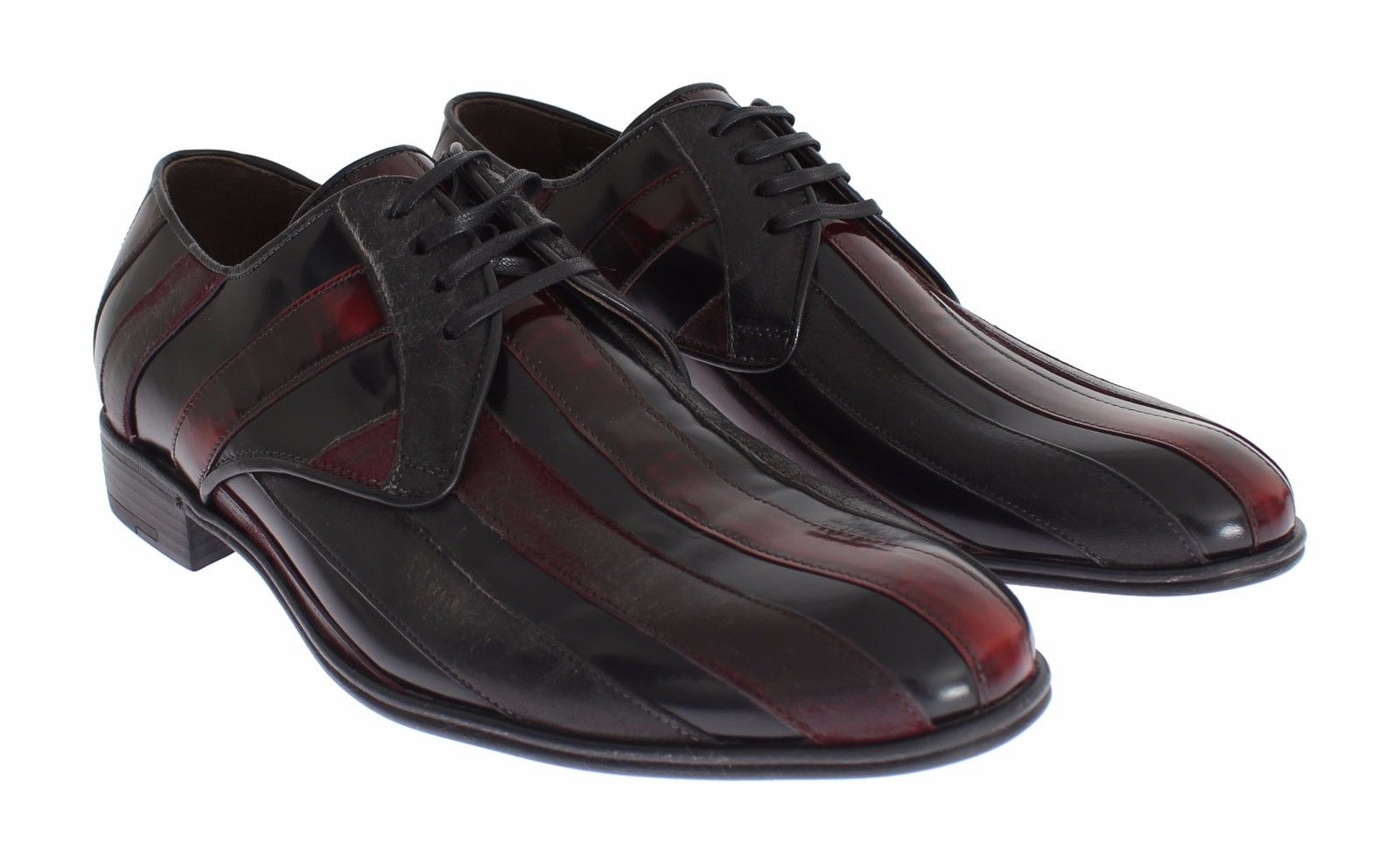 Chaussures habillées formelles en cuir noir Bordeaux