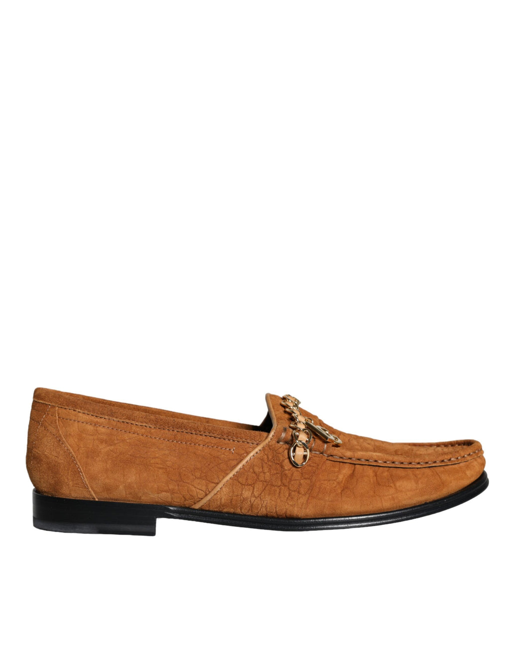 Mocassins en cuir velours marron avec logo, à enfiler