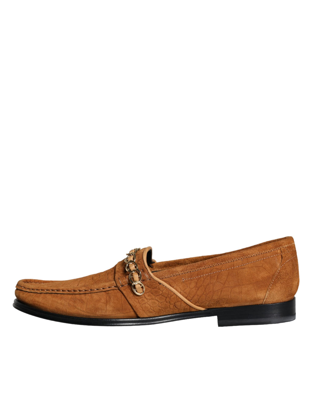 Mocassins en cuir velours marron avec logo, à enfiler