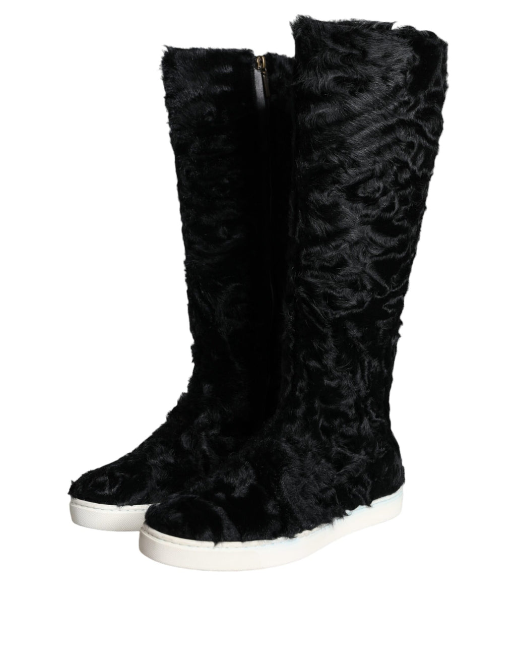 Bottes en cuir et fourrure de mouton Xiangao noires