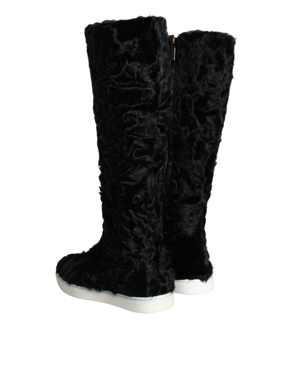 Bottes en cuir et fourrure de mouton Xiangao noires