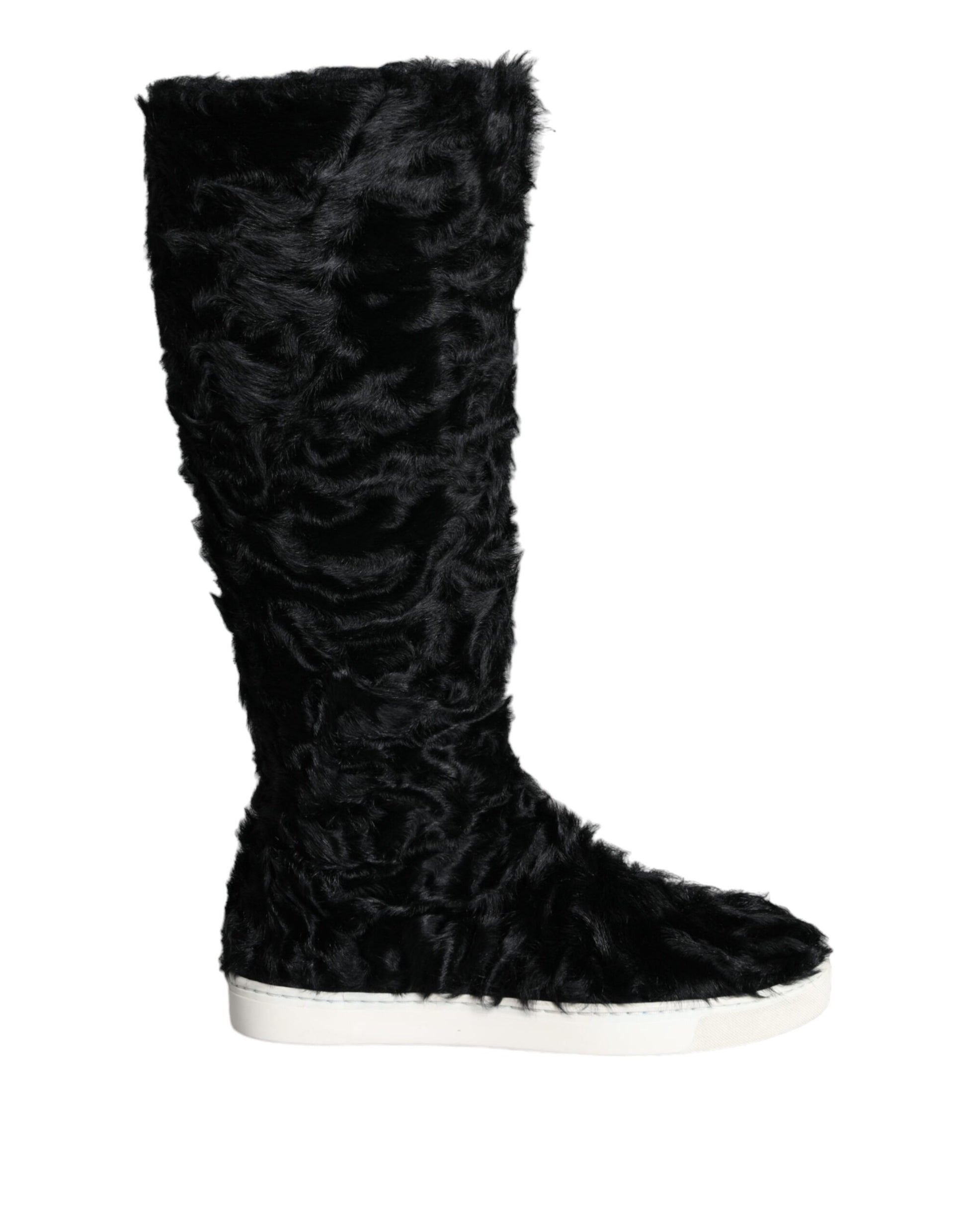 Bottes en cuir et fourrure de mouton Xiangao noires