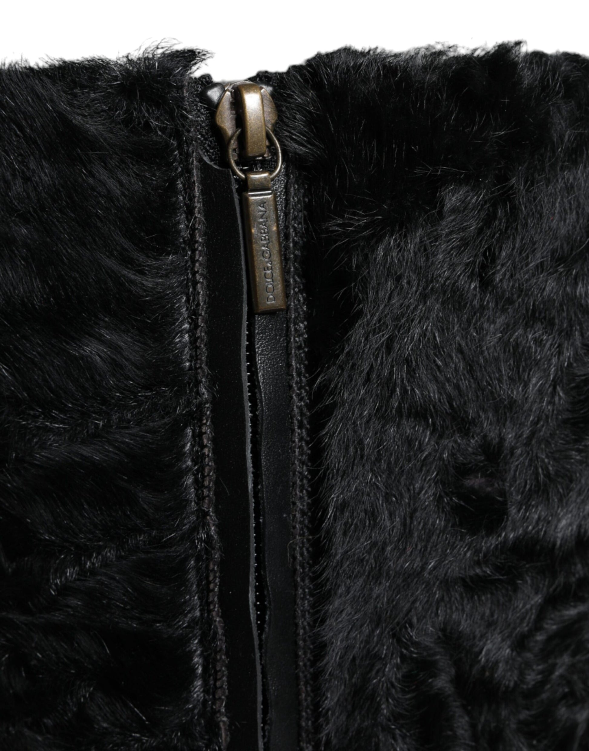 Bottes en cuir et fourrure de mouton Xiangao noires