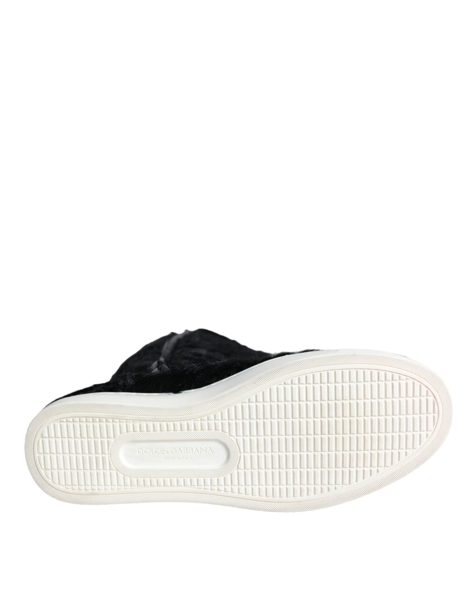 Bottes en cuir et fourrure de mouton Xiangao noires