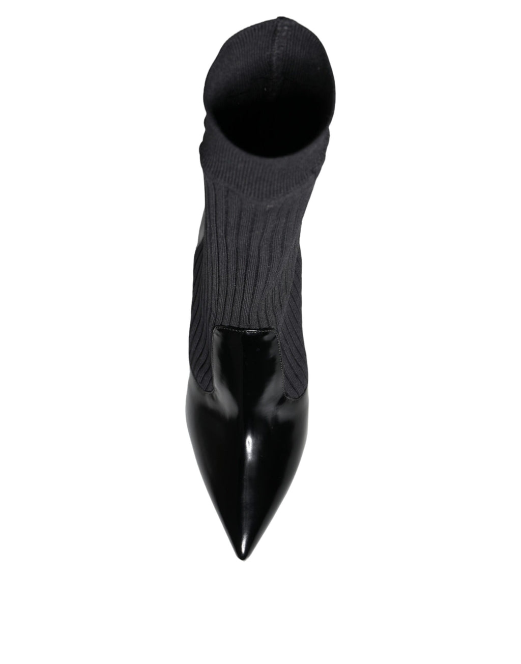 Escarpins-bottes en cuir extensible noir à talon aiguille