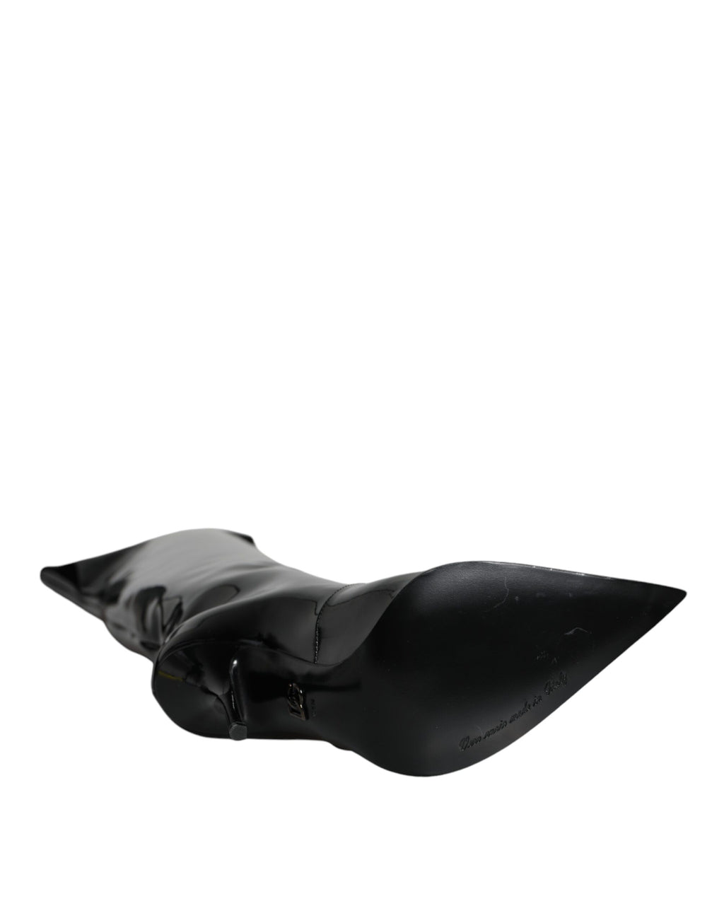 Bottines hautes au genou en cuir verni noir