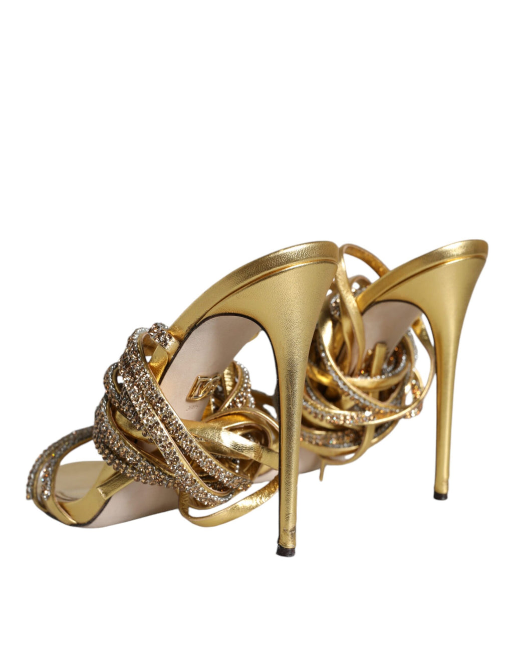 Sandales à talons Keira ornées de cristaux dorés