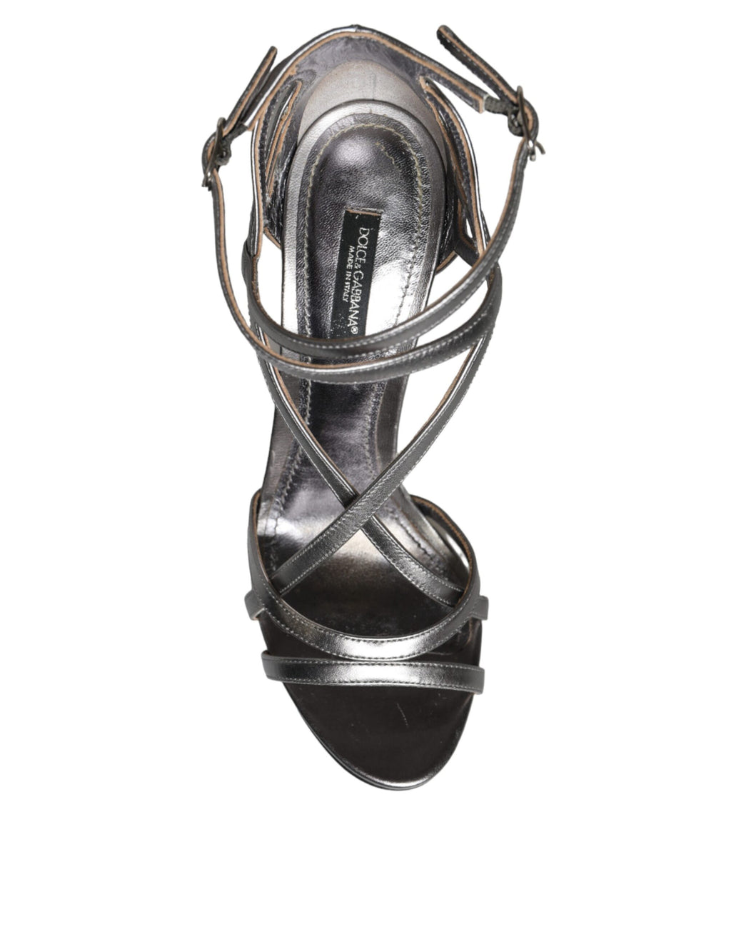Sandales à talons en cuir argenté Keira