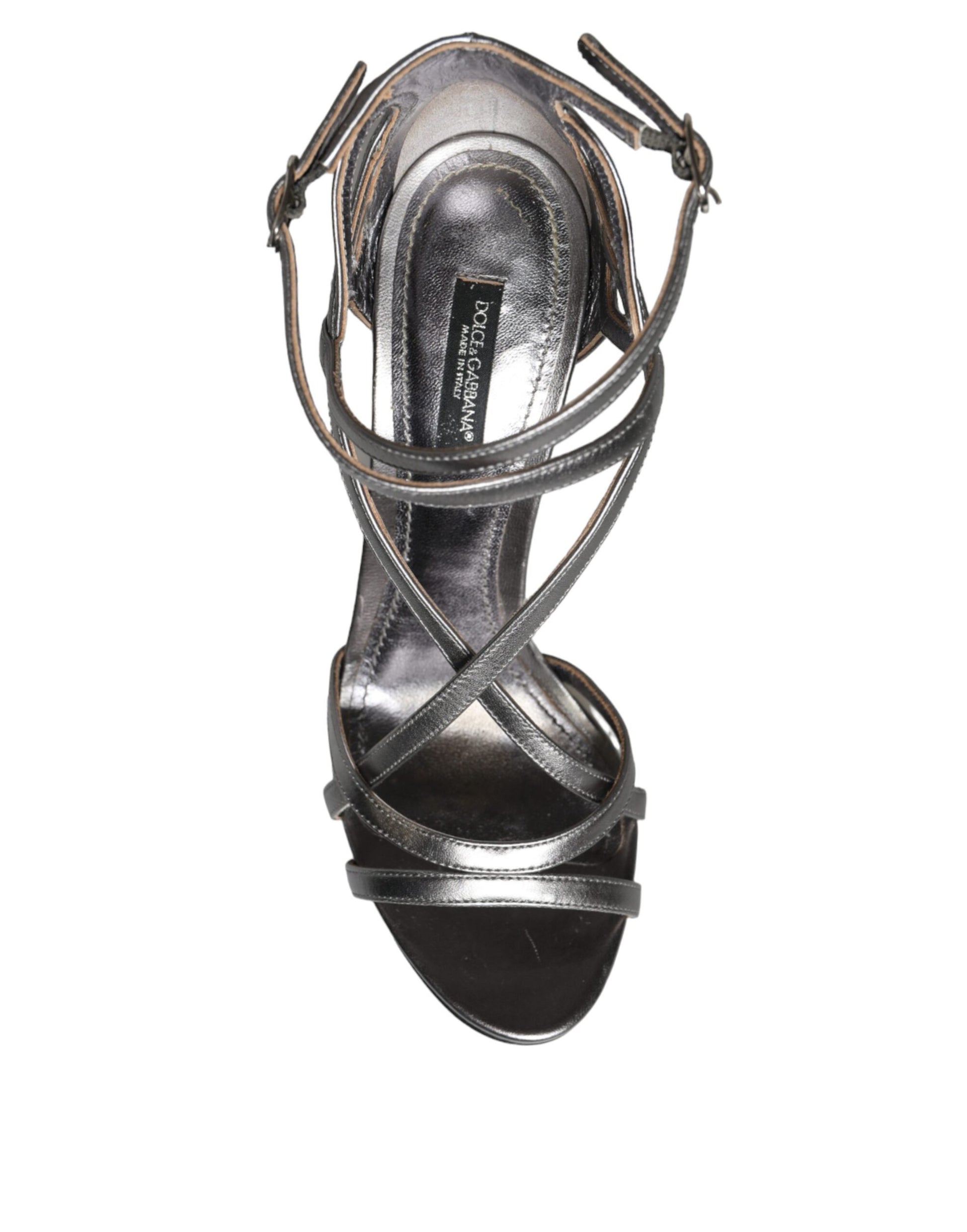 Sandales à talons en cuir argenté Keira