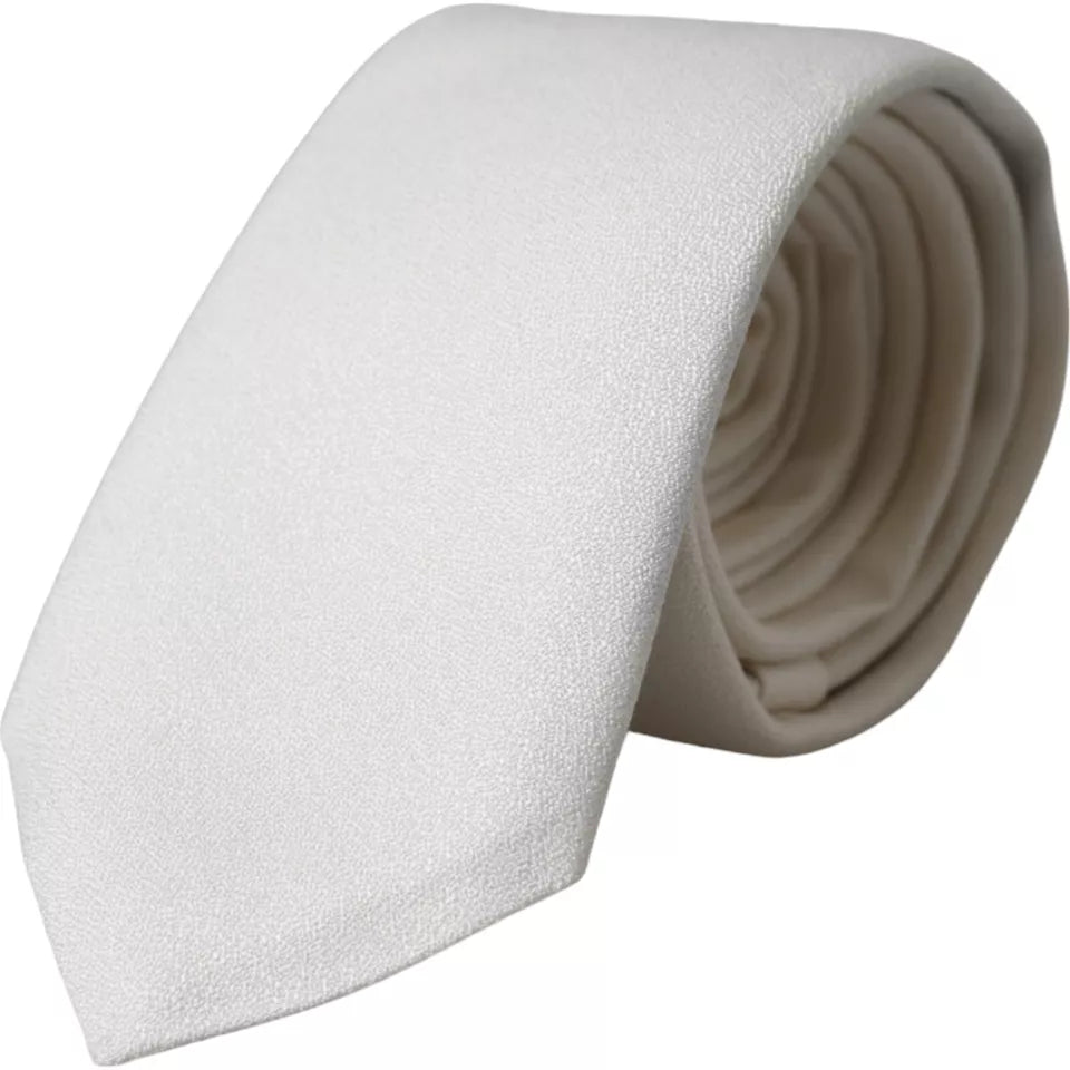 Cravate homme classique en soie blanche, taille réglable.