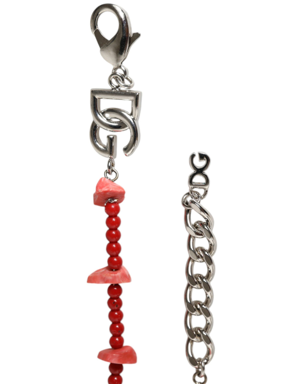 Bracelet chaîne en résine avec perles en laiton argenté et logo DG.