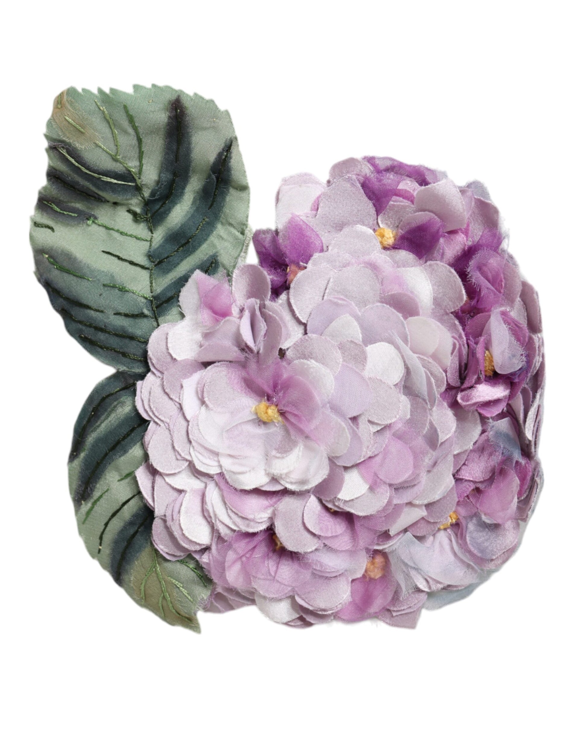 Broche en laiton doré avec hortensias multicolores