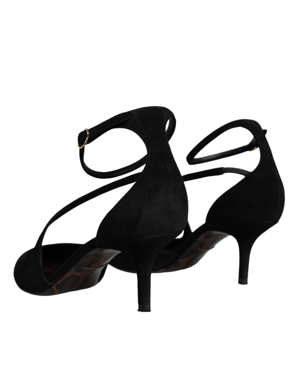 Escarpins à talons hauts en daim noir avec bride à la cheville